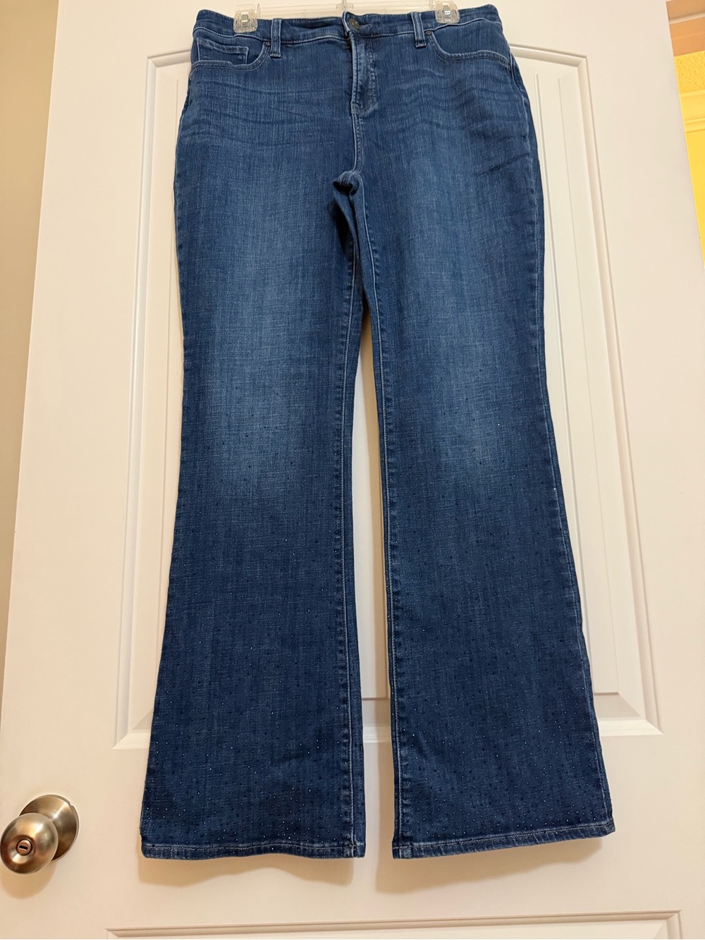 Chico’s Embellished Girlfriend Dark Blue Sparkling Legs Jeans Sz 1.5R (10R)